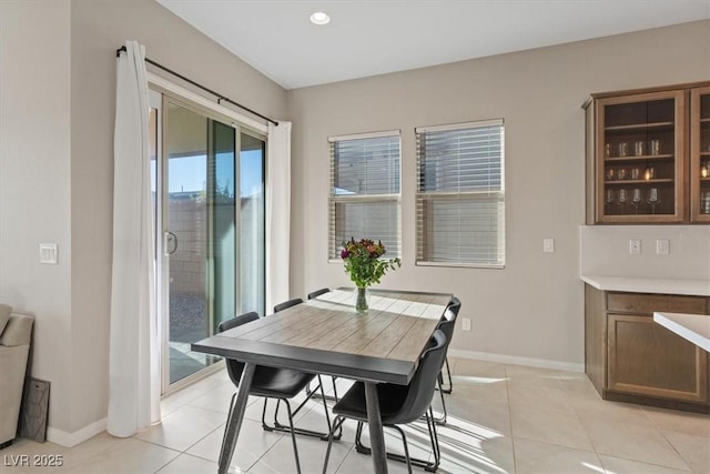 dining room with light tile patterned floors