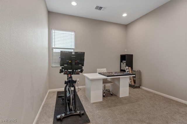 view of carpeted home office