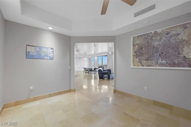 9103 Alta Dr Unit 404, Las Vegas, NV 89145 - corridor featuring visible vents, baseboards, a raised ceiling, and recessed lighting