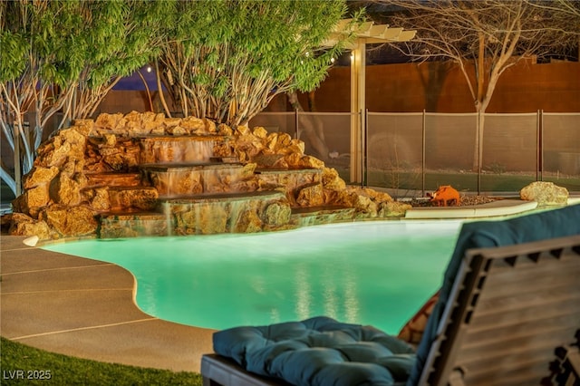 view of pool featuring a fenced backyard and a fenced in pool