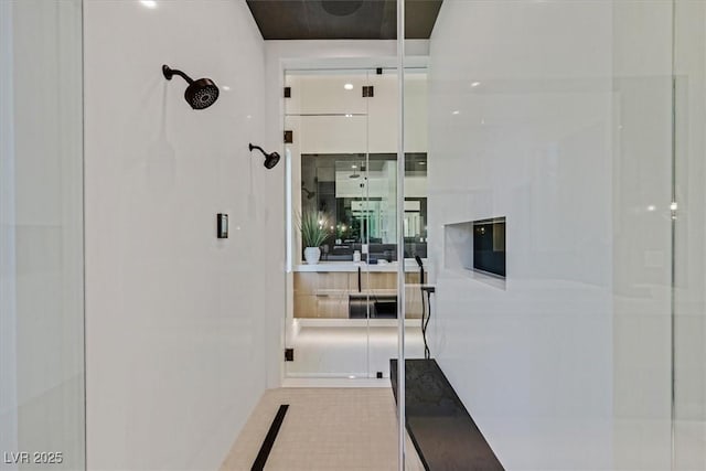 hallway with light tile patterned floors