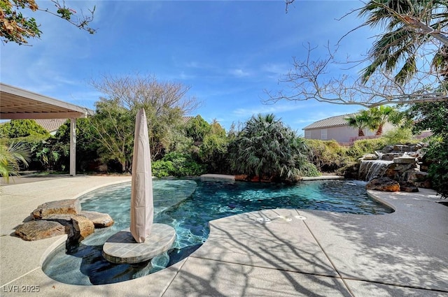 pool with a patio