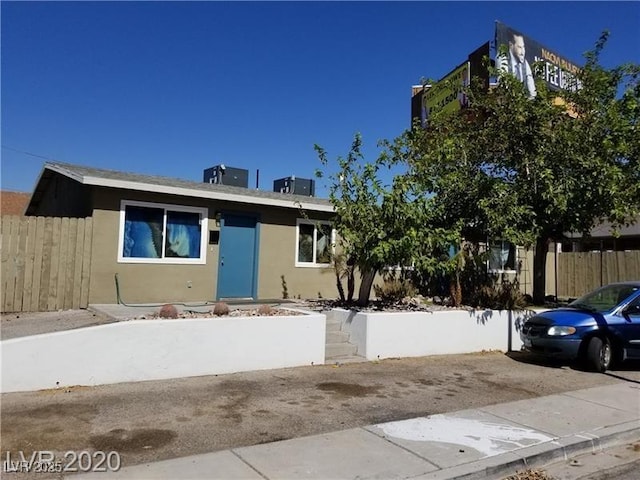 view of front of home with fence and stucco siding