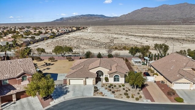 bird's eye view with a mountain view and a residential view