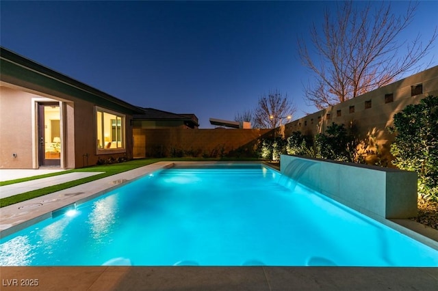 view of swimming pool with a patio area, a fenced backyard, and a fenced in pool