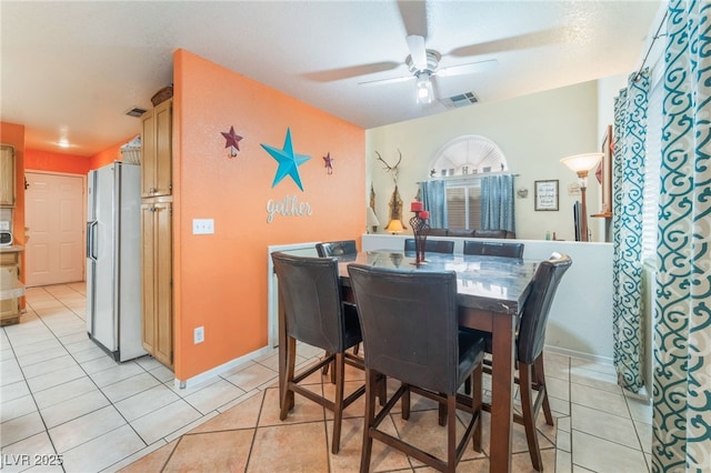 2245 Saint Paul Way, Las Vegas, NV 89104 - dining space with a ceiling fan, visible vents, baseboards, and light tile patterned floors