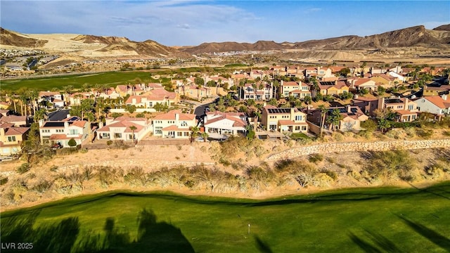 aerial view featuring a residential view and a mountain view