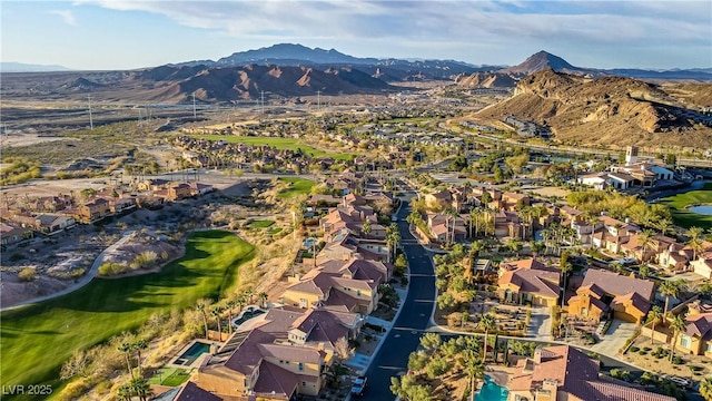 aerial view with a mountain view and a residential view