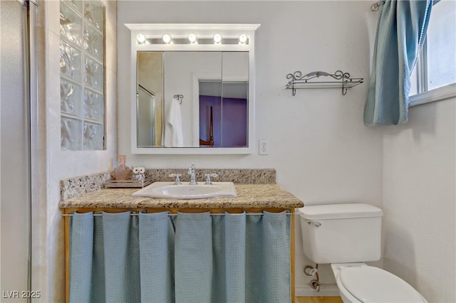 bathroom with toilet and vanity