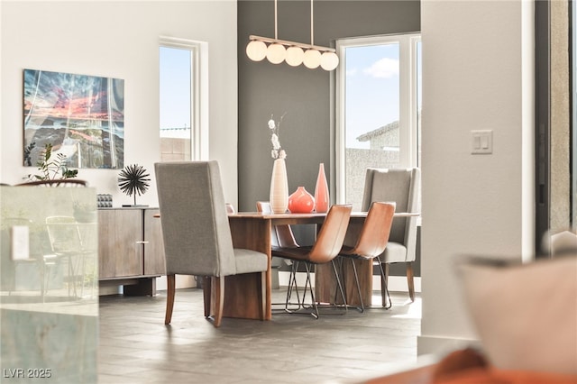 dining area featuring wood finished floors