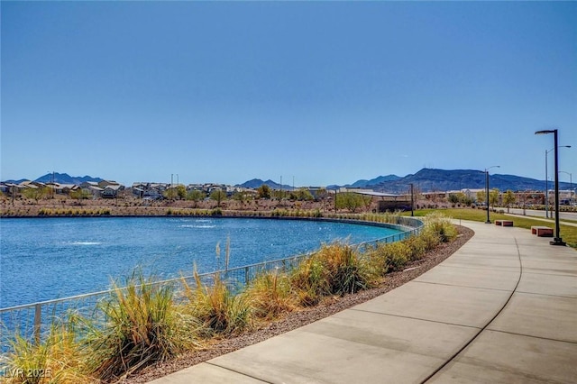 view of water feature with a mountain view