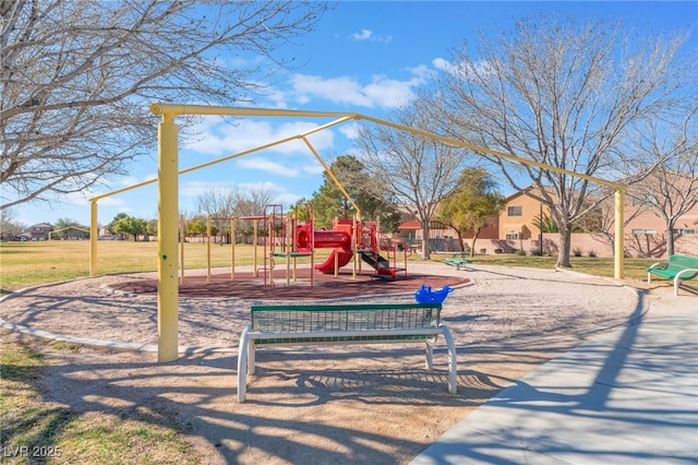 communal playground with a lawn