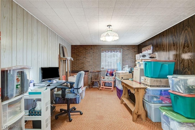 view of carpeted office space