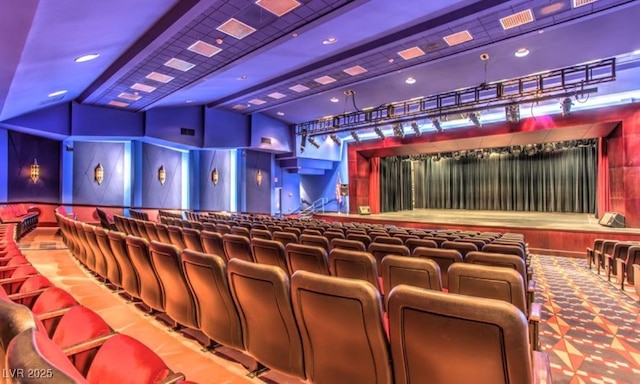 home theater room with a bowling alley