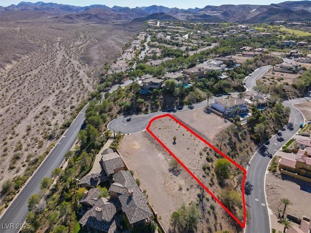 aerial view with a mountain view