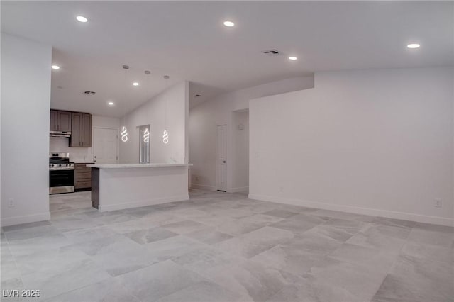 interior space with baseboards, visible vents, and recessed lighting