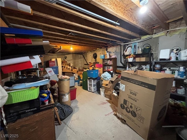 view of unfinished basement