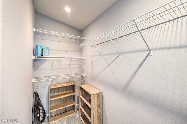 walk in closet with lofted ceiling