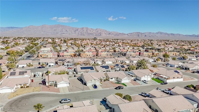 aerial view featuring a residential view and a mountain view