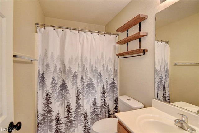 full bathroom with toilet and vanity