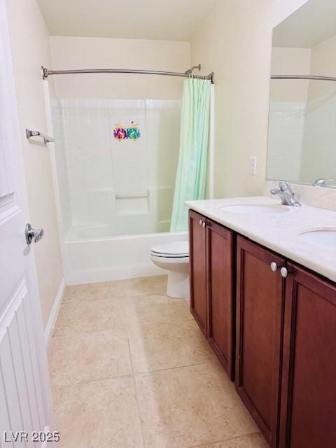 4562 White Cap Mill St, Las Vegas, NV 89147 - full bathroom featuring shower / tub combo, tile patterned floors, double vanity, and toilet