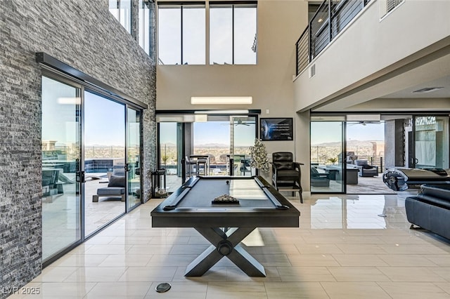 rec room with pool table and visible vents