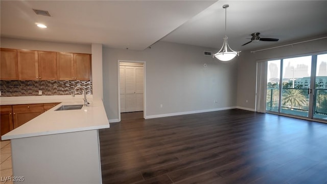 8255 Las Vegas Blvd Unit 415, Las Vegas, NV 89123 - unfurnished dining area with dark wood-type flooring, a ceiling fan, and recessed lighting