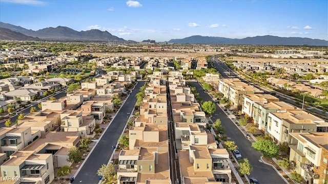 aerial view with a residential view and a mountain view