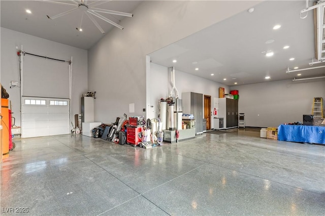 garage featuring recessed lighting