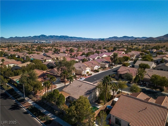 aerial view with a residential view and a mountain view