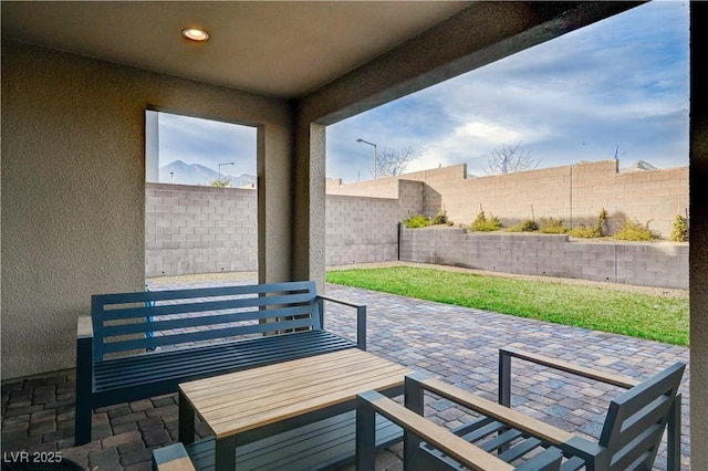 view of patio / terrace featuring a fenced backyard