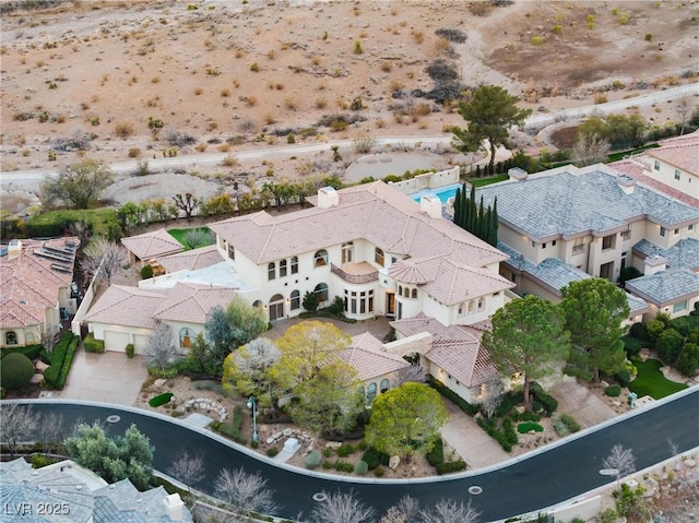 drone / aerial view with a residential view