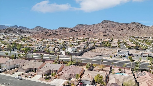 property view of mountains with a residential view