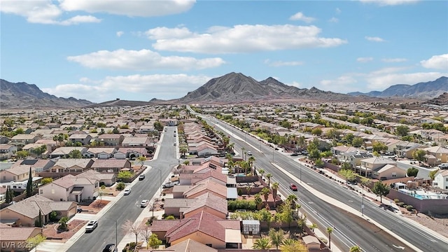 aerial view with a residential view and a mountain view