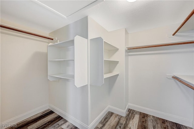 spacious closet with wood finished floors