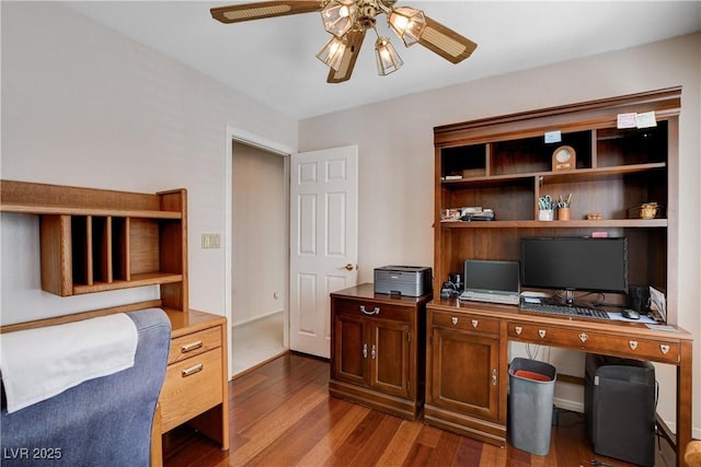 7624 Nocturne Ct, Las Vegas, NV 89128 - office area with a ceiling fan and wood finished floors