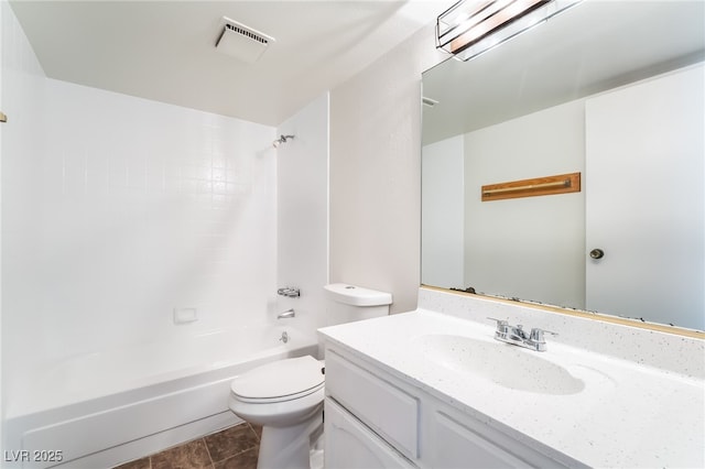 2667 Aracatuba Ave, Las Vegas, NV 89121 - bathroom featuring washtub / shower combination, vanity, toilet, and visible vents