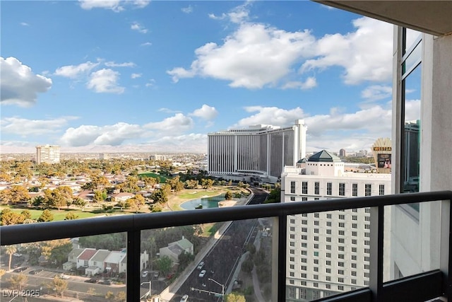 balcony with a view of city