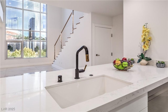 details featuring baseboards and a sink