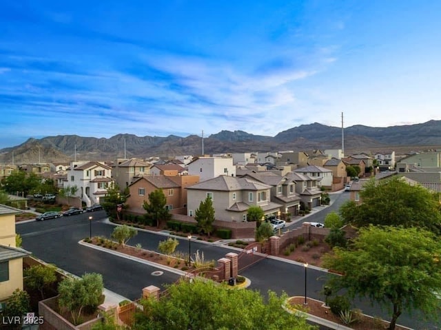 view of mountain feature featuring a residential view