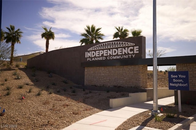 view of community sign