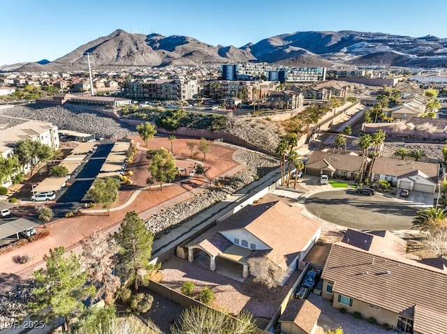 drone / aerial view with a mountain view