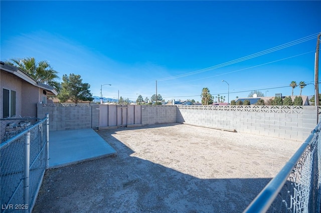 view of yard featuring a fenced backyard and a patio