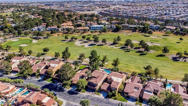 bird's eye view featuring a residential view and golf course view