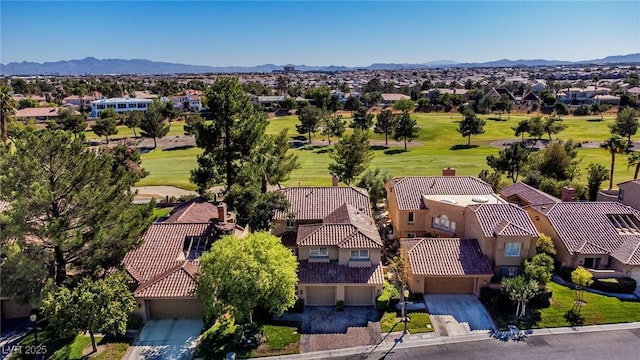 birds eye view of property featuring a residential view and a mountain view