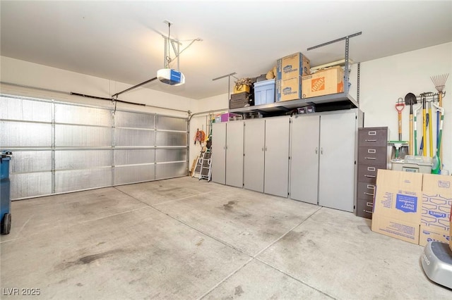 garage with a garage door opener