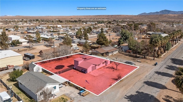 aerial view with a residential view and a mountain view
