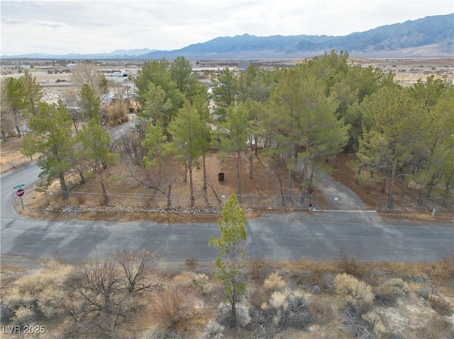 bird's eye view with a mountain view