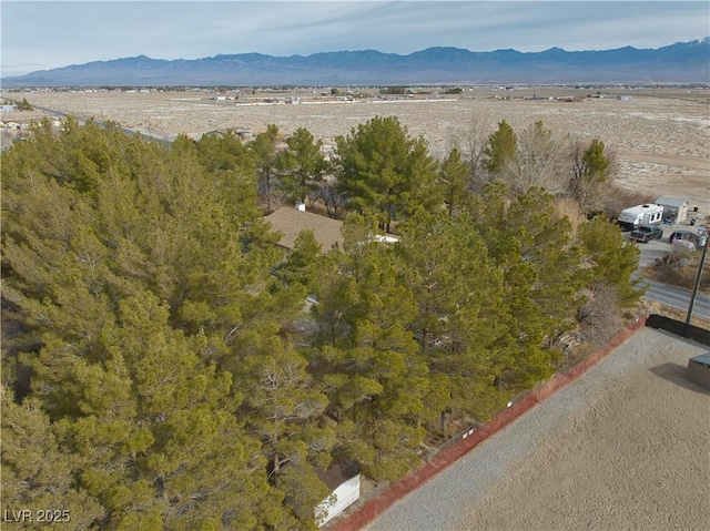 drone / aerial view featuring a mountain view