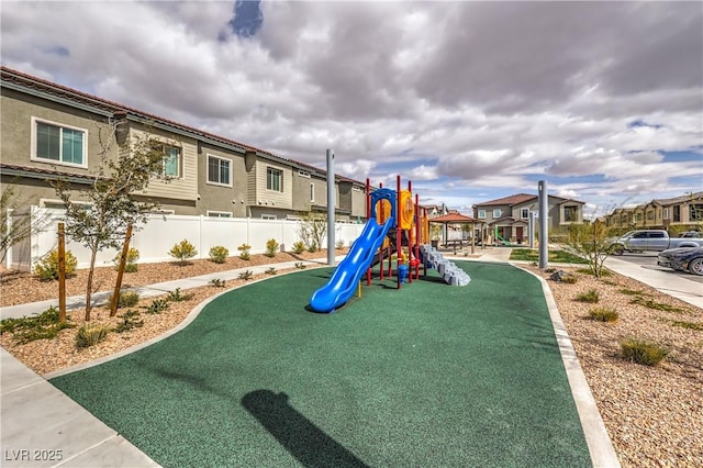 community play area featuring fence